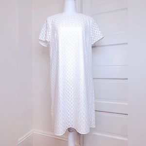 NWT Ann Taylor White Short Sleeve Embroidered Cotton Sundress, Size 12
